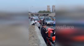 Lamborghini written off after crashing into roadside pole