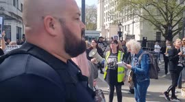 Protesters against XL Bully ban chant against the MET outside New Scotland Yard