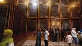 People visit the Bayt Al Quran Al Akbar Museum during Eid Al-Fitr holiday in Palembang, Indonesia on April 13, 2024. Known as the largest wood-carved Quran in the world, it was made from wood of the tembesu tree (Fagraea fragrans) and measures 1.77 by 1.4