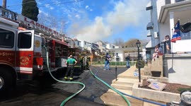 4th Alarm with multiple rescues at windblown Fire that burned down 6 Townhome, Minersville, Schuylkill County