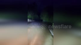 Roads submerged by flash floods in Jasper County, Texas