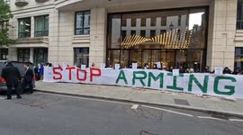 Pro-Palestine protesters blockade London Metric in Mayfair