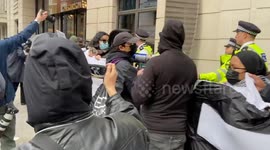 Chaos erupts outside London Metric as police push pro-Palestine protesters