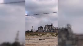 Massive destruction caused by the Israeli forces in the Nuseirat camp, Gaza