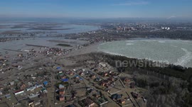 Drone footage of widespread footage in Kazakhstan
