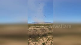 Storm chasers run into spectacular dust devil swirling along Route 66 in Arizona