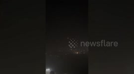 Palestinians in the Ramallah witness the arrival of Iranian missiles toward Israel