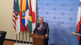 Secretary - General Antonio Guterres During Press Encounter on Sudan at UN HQ
