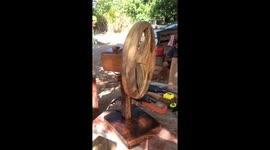 Electric Fan Made Out of Wood