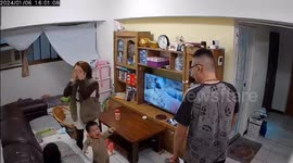 Angry toddler defends his mother as the parents quarrel