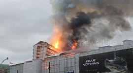 Smoke billows as fire engulfs historic stock exchange in Copenhagen