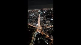 Amazing hyperlapse of Akabanebashi highway junction in Tokyo, Japan at night