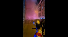 Incredible atmosphere by the Ultras before the local Madrid derby between Rayo Vallecano and Getafe