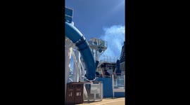 Mom weirdly gets stuck in a water slide on a cruise ship