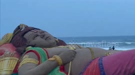 Indian Sand artist made a 20ft long beautiful sand sculpture on occasion for Ram Navami