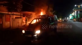 In Northern India A car parked on the roadside caught fire: flames rose 15 feet high, the fire brigade brought it under control, no casualties