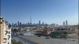 Burj Khalifa can be seen as Dubai skies are sunny and clean this morning after heavy rains