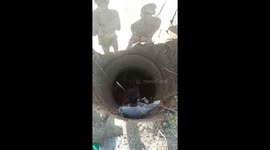 Cow rescued from a narrow dry well with the help of JCB in shahdol