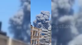 Israeli attack destroys a residential building in Nuseirat refugee camp in Gaza