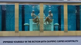 Amazing synchronised swimmers mark 100 days until the Paris Olympics in London's Covent Garden