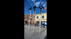 Stilt walker club: practicing traditional folk skill in Shandong, China