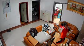 Young girl accidentally breaks expensive marble table while playing at home