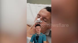 Man relearns to walk after three week coma and is running London marathon