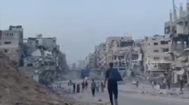 Moment house in Gaza's Al-Shati refugee camp is struck by Israel