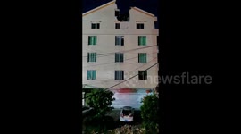 Lightning strike shatters building's roof in eastern China