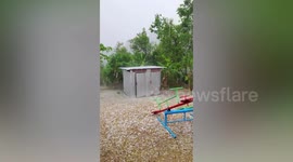 Hailstorm pummels school in northern Thailand
