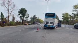 Twelve injured in bus crash 'when driver falls asleep at the wheel'