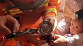 Firefighters free toddler's finger trapped in metal in China