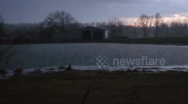 Large Hail Hitting Lake