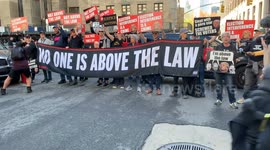 Protesters Against Donald Trump Stage Outside New York Court During Hush Money Trial