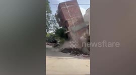House being built collapses in cloud of dust in India