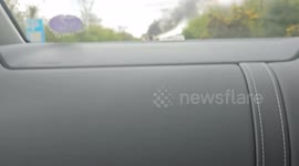 Vehicle on fire A30 near Okehampton, Devon