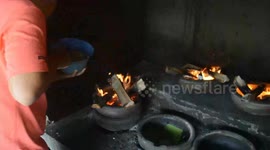 Unique, very traditional bika cake making process