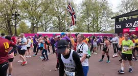 Matt Hancock and Jeremy Hunt are spotted after completing the 2024 London Marathon