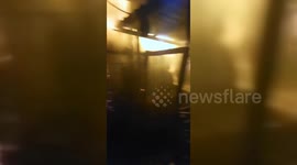 Israeli Settlers burn a sheep parn in the town of Barqa, Ramallah