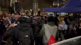 USA: Palestine supporters chanting outside and inside Columbia University’s gate in New York
