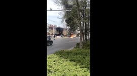 Truck explosion caught on video as fire service rushes to the scene
