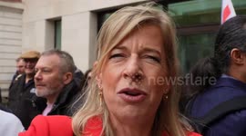 Katie Hopkins speaks after Tommy Robinson's win against the MET Police