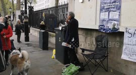 Piers Corbyn protests in Whitehall after not being allowed to run as London Mayor