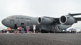 USA: Charleston Airshow 2024 attendees viewing static displays