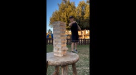 Man Skillfully Plays Jenga With a Whip