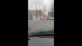 Car horn startles woman making her drop ice cream