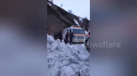 Pregnant lady stranded in an ambulance after an avalanche, along Srinagar Leh highway, rescued