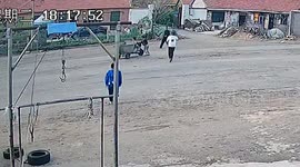 Brave boy halts electric tricycle as friend accidentally sends it careening into road in China