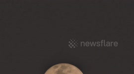 Stuning Full Pink Moon. A view of the April full moon (or Pink Moon) in Tanah Datar, West Sumatra, Indonesia, on April 25, 2024. April full moons often coincide with the blooming of certain wildflowers native to eastern North America.