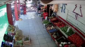 Slip-and-fall mishap outside store in Encarnacion, Paraguay